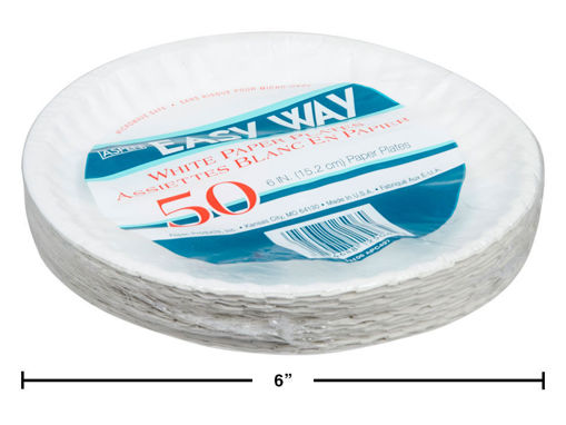 Picture of White Paper Plate Uncoated 50Pk 6In - No GM12506