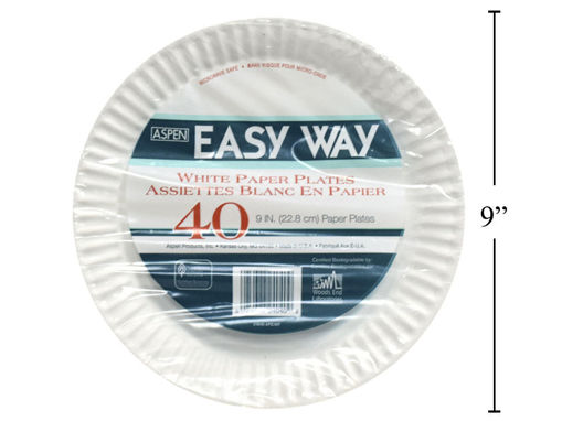 Picture of White Paper Plate Uncoated 9In 40Pk - No GM24040
