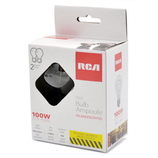 Picture of Bulbs Clear 100W 2Pk Rca Rough - No RB209