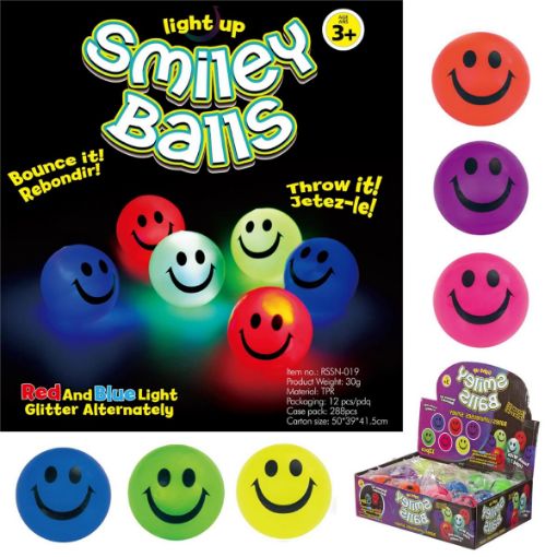 Picture of Light Up Smiley Balls, 12Pcs Display - No 10589