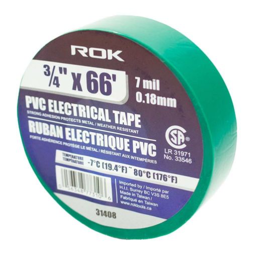 Picture of Electrical Tape 3-4inX66ft Green - SKU: 31408