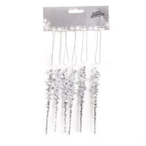 Picture of 6Pk Silver Glitter Icicles - SKU: 29568