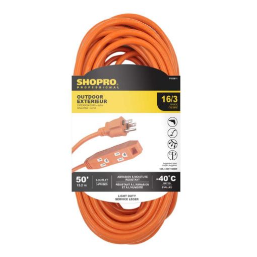 Picture of Power Ext Cord O-D 16-3 3-Out, Or - SKU: P010811