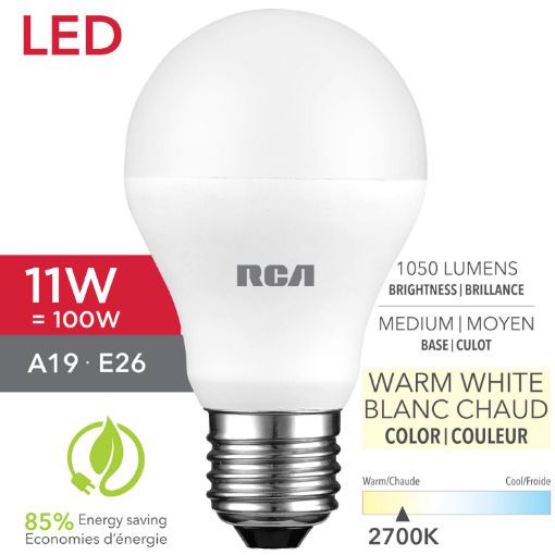 Picture of A19 Led Bulb 11W=100W, Warm White - SKU: RLB649